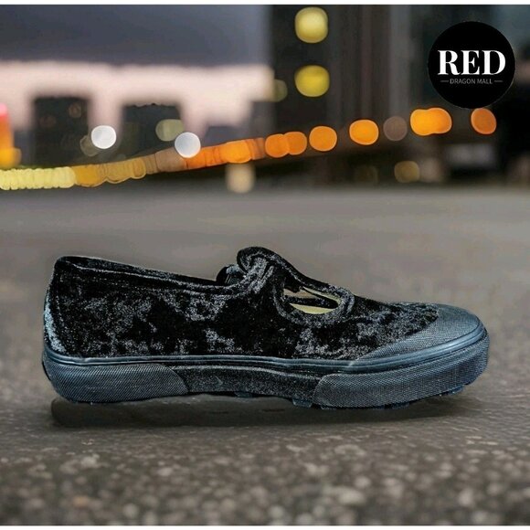 VANS Style 93 Mary Janes Black Crushed Velvet Shoes VN0A3XTJBMA - Women's Sz 9.5 - Picture 9 of 13